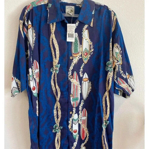 Colo Wear Men's Vintage Hawaiian Shirt L Blue Graphic Print Short Sleeve - Picture 1 of 3